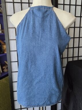 Denim Halter Tank Top - Blue